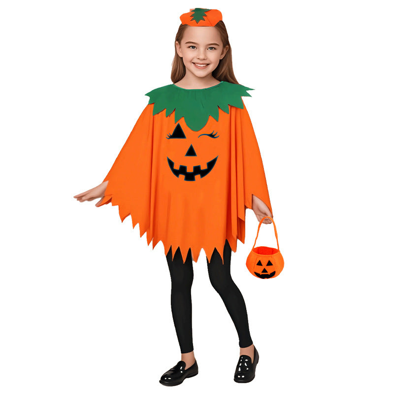 Halloween Costume Luminous Adult Children Pumpkin Cape Shawl Pumpkin Hat suit Cape School Party Dress Up