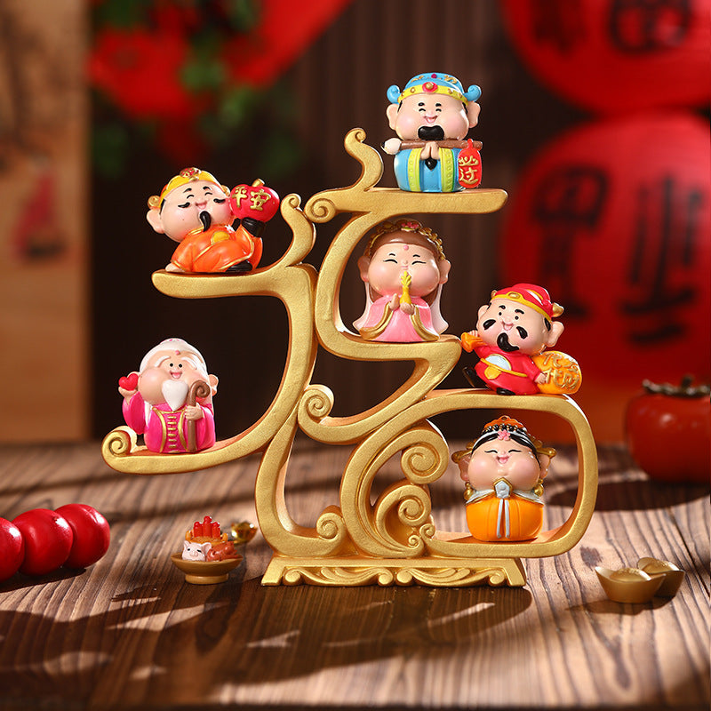 Fuxing Linmen God of Wealth Decoration Office Home Living Room Decorations Hallway Opening Housewarming Gift