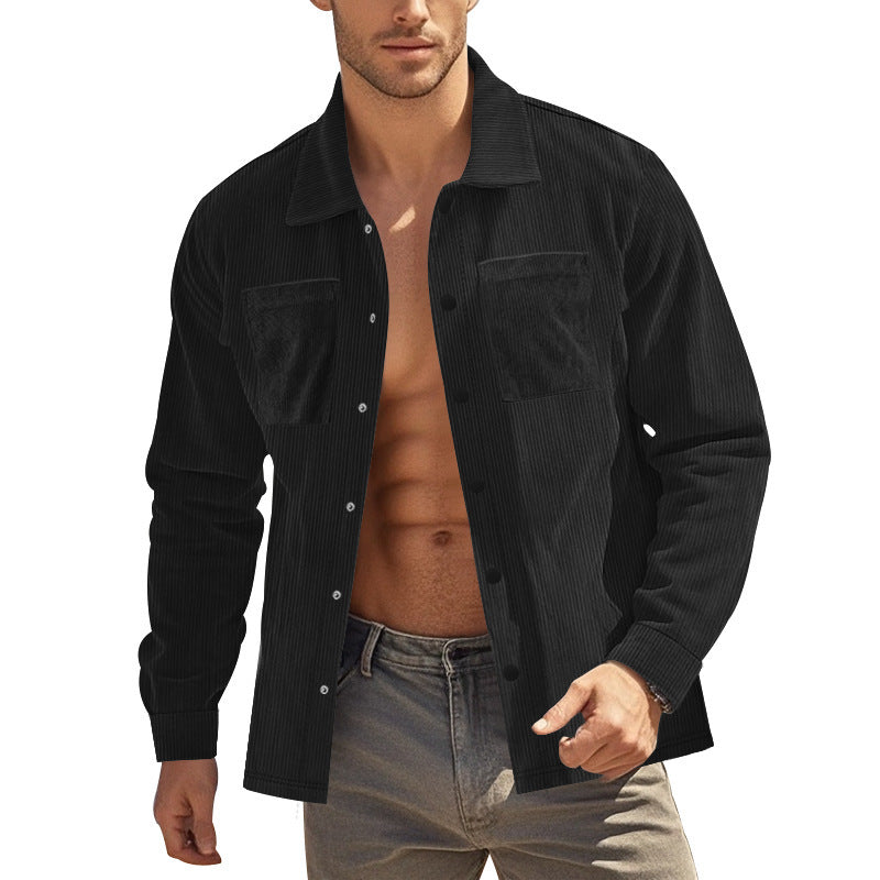 American Amazon Autumn and Winter New Men's Heavy Corduroy Shirt Long-Sleeved Shirt Casual Large Size Cardigan Jacket