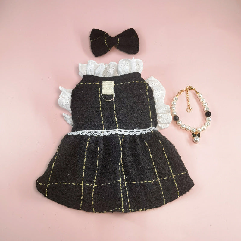 New INS Trendy Small Chanel Style Dog Clothes Houndstooth Cat Pet Clothing Autumn and Winter Coat Cross-border Cat