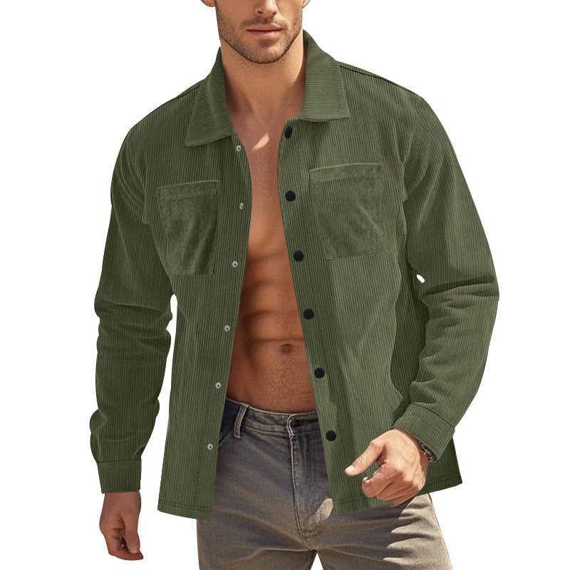 American Amazon Autumn and Winter New Men's Heavy Corduroy Shirt Long-Sleeved Shirt Casual Large Size Cardigan Jacket
