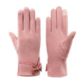 New Cross-Border Hot-Selling Fashion Gloves Autumn and Winter Warm Imitation Velvet Gloves Women's Bow Gloves Ready for Sale