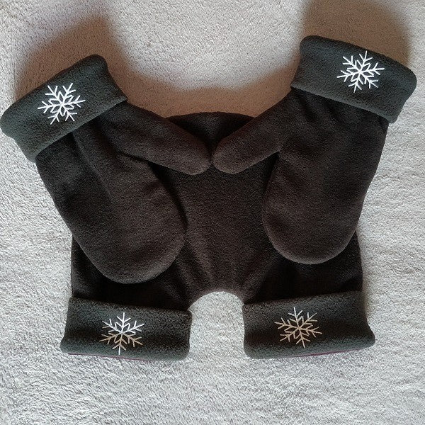 2019 New Snowflake Embroidered Fleece Couple Hand-in-Hand Gloves Double-Layer Warm Thickened Creative Personality
