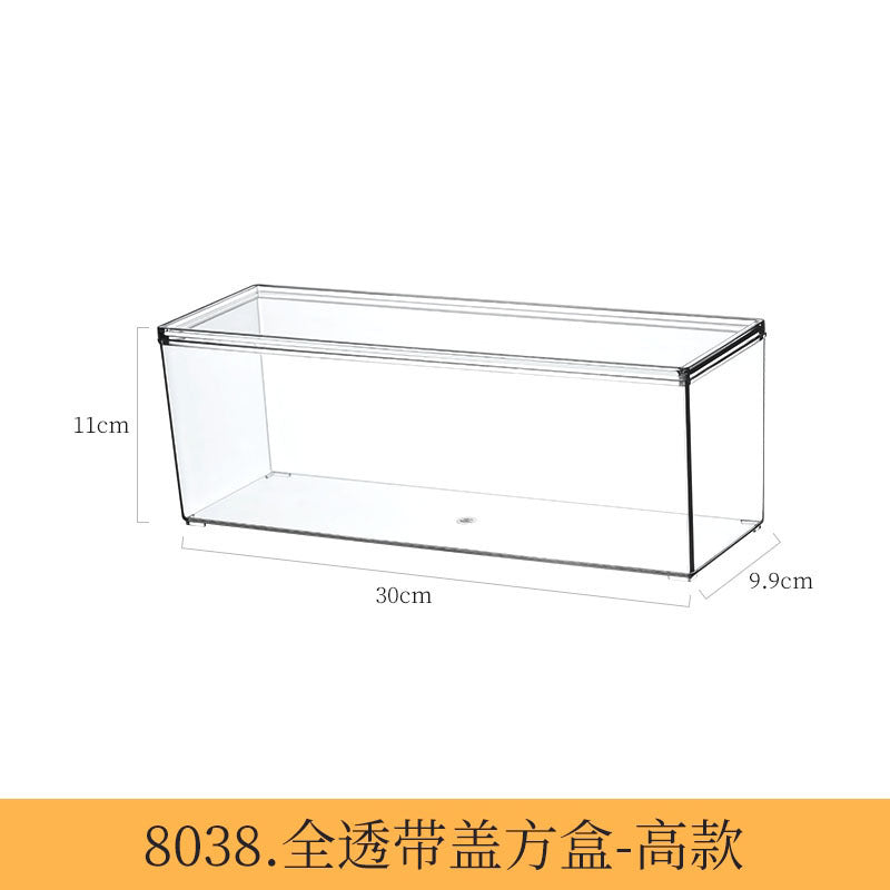 Desktop Storage Box with Lid Flip-Top Rectangular Transparent Acrylic Storage Box Kitchen Cosmetics Sundry Work Station