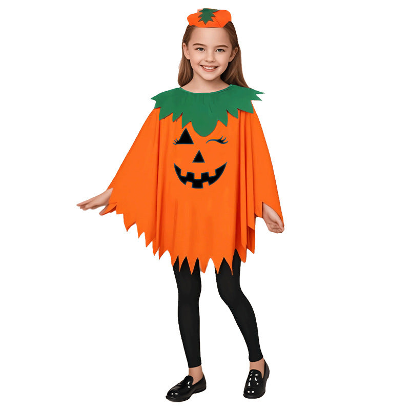 Halloween Costume Luminous Adult Children Pumpkin Cape Shawl Pumpkin Hat suit Cape School Party Dress Up