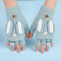 Gloves Autumn and Winter Popular Rabbit Flip Fashion Warm Writing Gloves for Men and Women Middle School Students Wholesale Factory Knitted Dual-Use