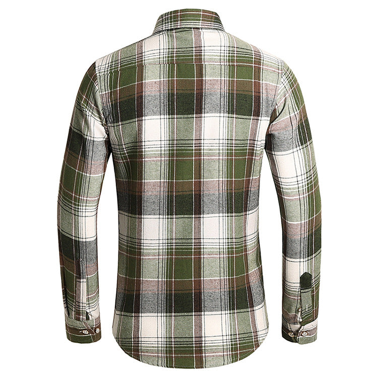 Foreign Trade 2024 Autumn and Winter New Plaid Shirt Men's Long Sleeve Fashion Double Pocket Casual Large Size Shirt Men's Jacket
