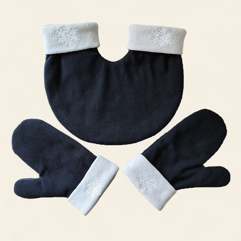 High-quality polar fleece double-layer thickened hand-holding gloves for couples college students and office workers couples go out hand-holding gloves