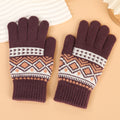 Five-Finger Jacquard Gloves Jacquard Touch Screen Unisex Five-Finger Cycling Imitation Cashmere Thickened Winter Warm Gloves