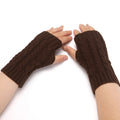 Knitted gloves for men and women winter warm half-finger open-finger gloves short wool solid color acrylic cross-border gloves