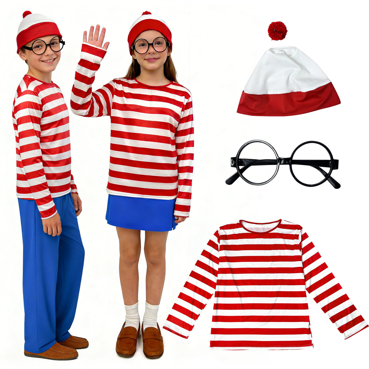 Red & White Striped Halloween Costume Set