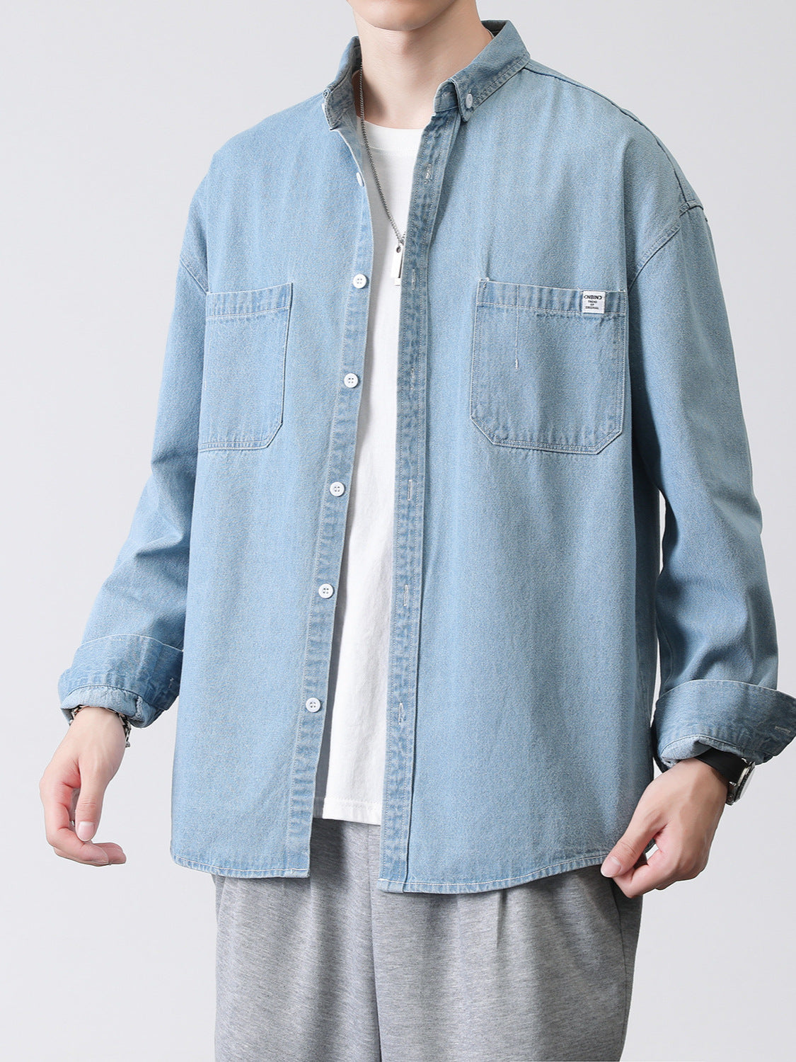 Lktm Men's Wear # Shirt Men's Autumn and Winter New Style Washed Loose Denim Korean Style Trendy Long-Sleeved Shirt Work Jacket