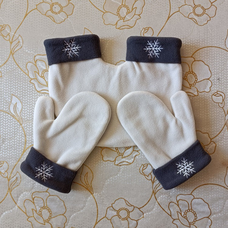 High-quality polar fleece double-layer thickened hand-holding gloves for couples college students and office workers couples go out hand-holding gloves