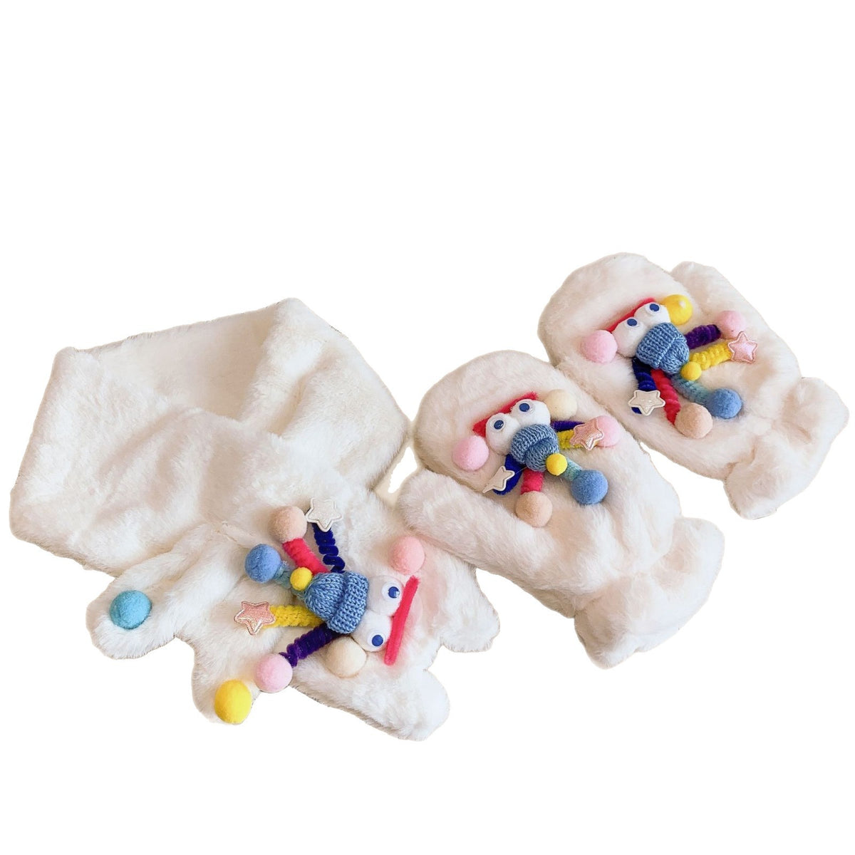 Cute and Funny Smurf Gloves for Women in Winter, Thickeneded with Velvet, Warm and Halter-Neck, Cycling and Cold-Proof for Student Couples
