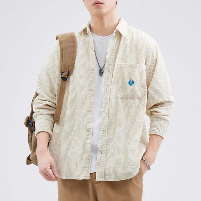 Winter Corduroy Japanese Tooling Shirt Men's Fashionable Brand Loose Large Size Casual Khaki Handsome Shirt Jacket Top