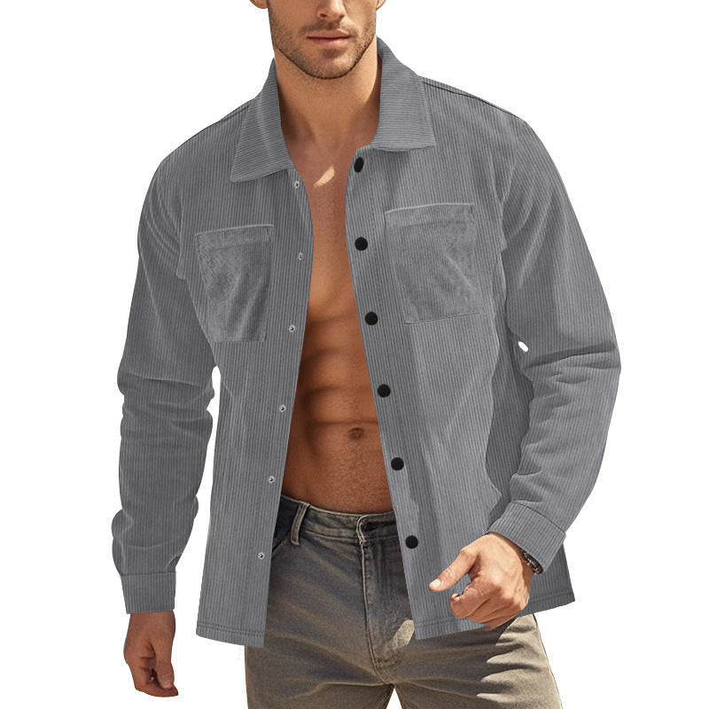 American Amazon Autumn and Winter New Men's Heavy Corduroy Shirt Long-Sleeved Shirt Casual Large Size Cardigan Jacket
