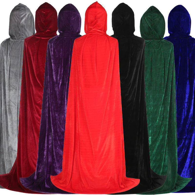 Halloween Kids Costume Golden Velvet Cloak Death Cloak Cape Vampire Witch School Performance Dress Up