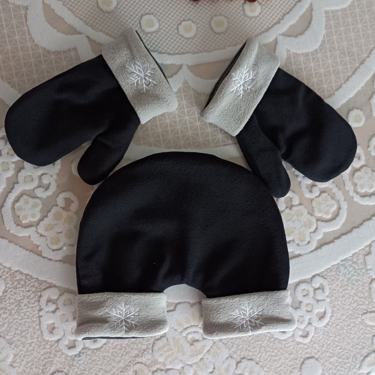 2019 New Snowflake Embroidered Fleece Couple Hand-in-Hand Gloves Double-Layer Warm Thickened Creative Personality