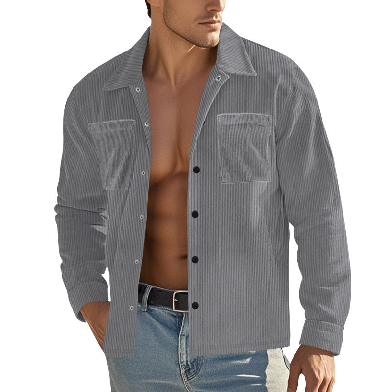 American Amazon Autumn and Winter New Men's Heavy Corduroy Shirt Long-Sleeved Shirt Casual Large Size Cardigan Jacket