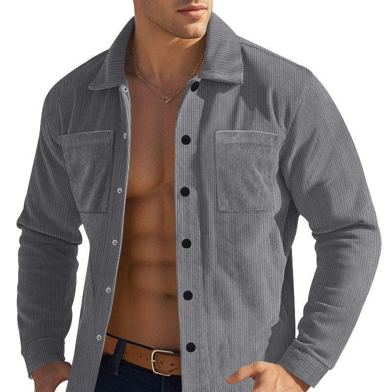 American Amazon Autumn and Winter New Men's Heavy Corduroy Shirt Long-Sleeved Shirt Casual Large Size Cardigan Jacket