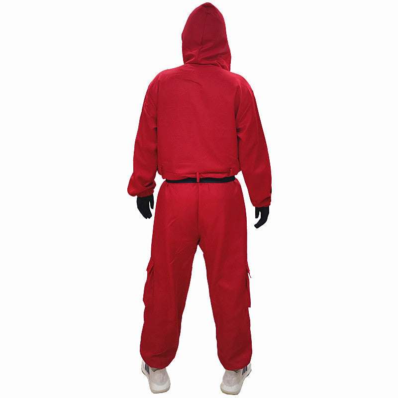 Red Heist-Style Halloween Costume & Mask