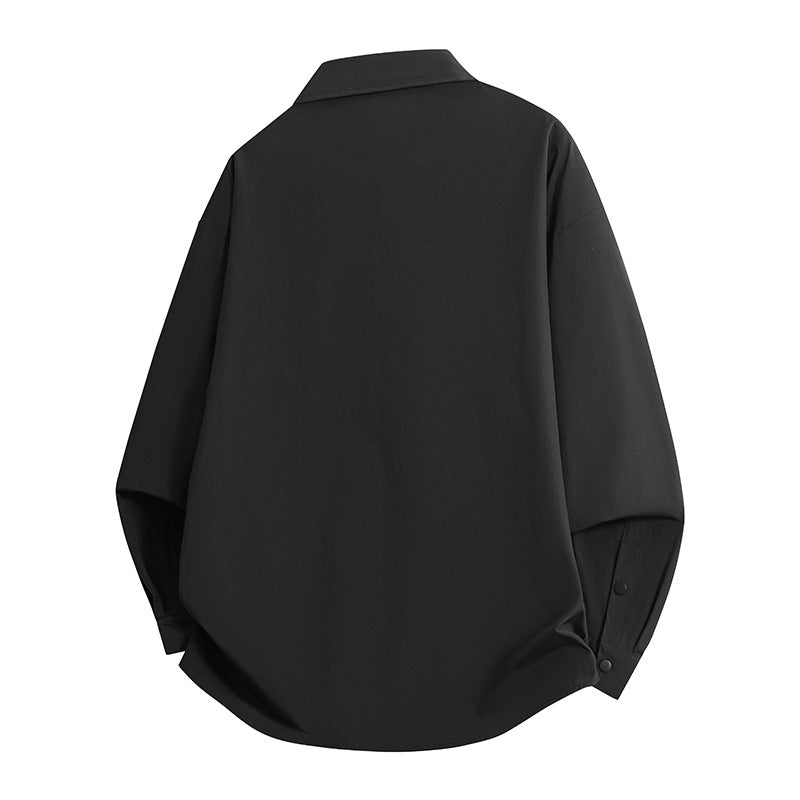 2025 Autumn/Winter New Men's Long Sleeve Melard Shirt Youth Trend Thin Casual Loose Top Jacket