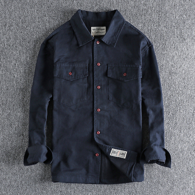 Autumn and Winter Engineer Shirt Jacket American Retro Military Green Tough Guy Men's Long-Sleeve Work Shirt