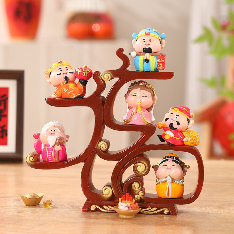 Fuxing Linmen God of Wealth Decoration Office Home Living Room Decorations Hallway Opening Housewarming Gift