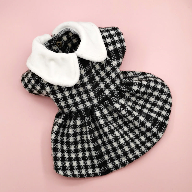 New INS Trendy Small Chanel Style Dog Clothes Houndstooth Cat Pet Clothing Autumn and Winter Coat Cross-border Cat