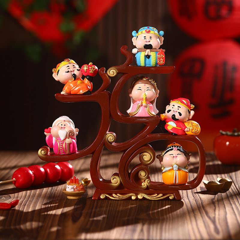 Fuxing Linmen God of Wealth Decoration Office Home Living Room Decorations Hallway Opening Housewarming Gift
