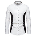 Amazon 2024 new autumn and winter men's Henry collar color matching long-sleeved shirt men's casual plus size shirt jacket