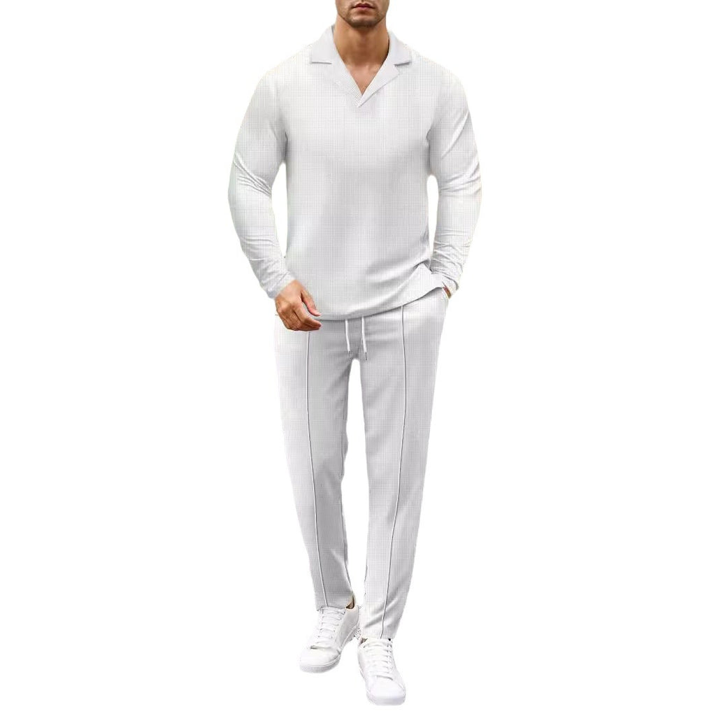 2024 Europe and the United States cross-border Amazon new waffle sports casual long sleeve solid color pants two-piece set