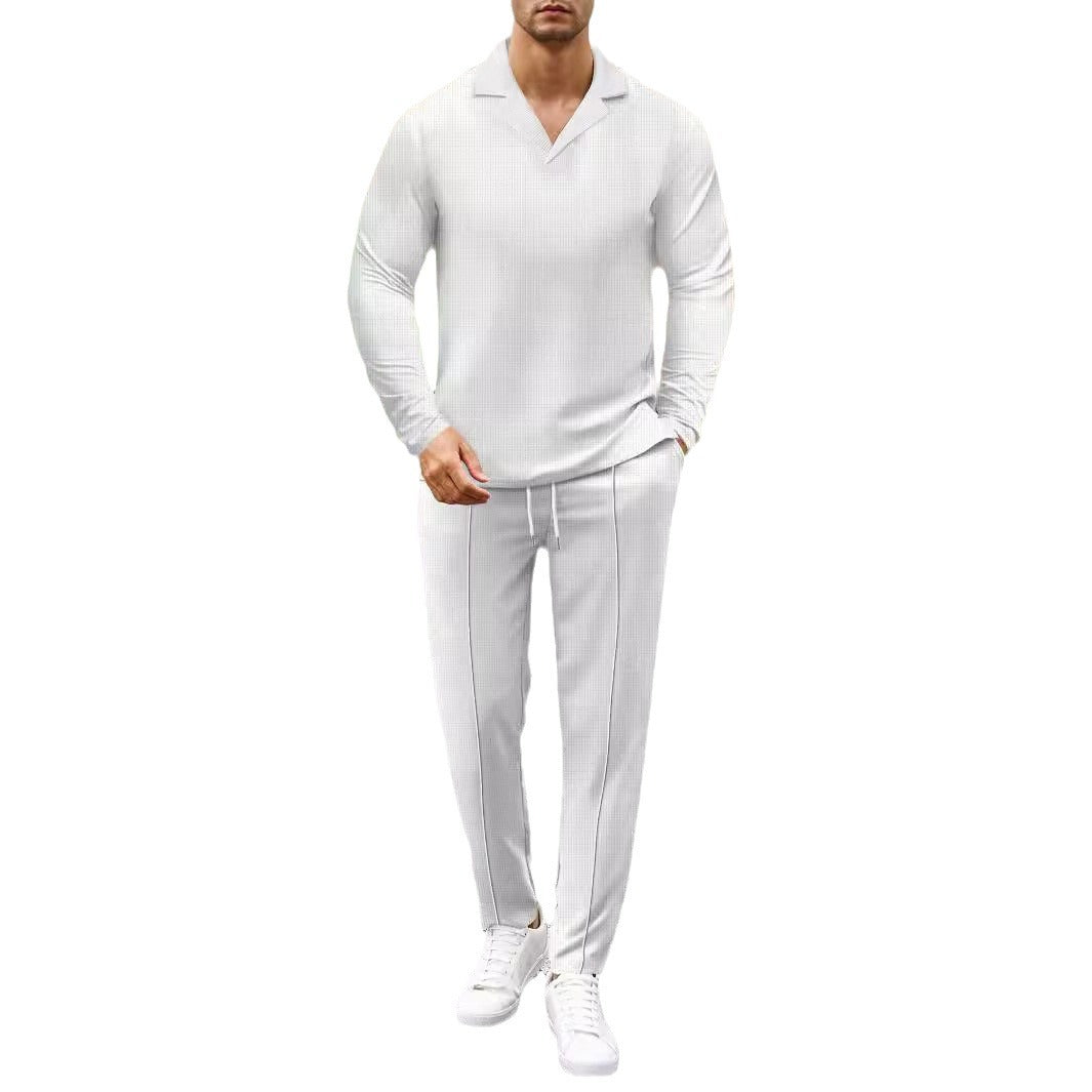 2024 Europe and the United States cross-border Amazon new waffle sports casual long sleeve solid color pants two-piece set