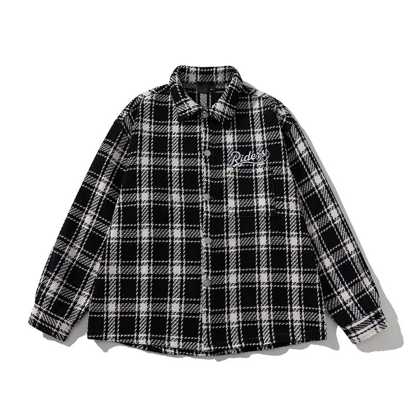 Cross-border New Plaid Cotton Jacket Men's High-end Spring and Autumn New Cotton Clothes Trendy Couple Thickened Shirt Jacket