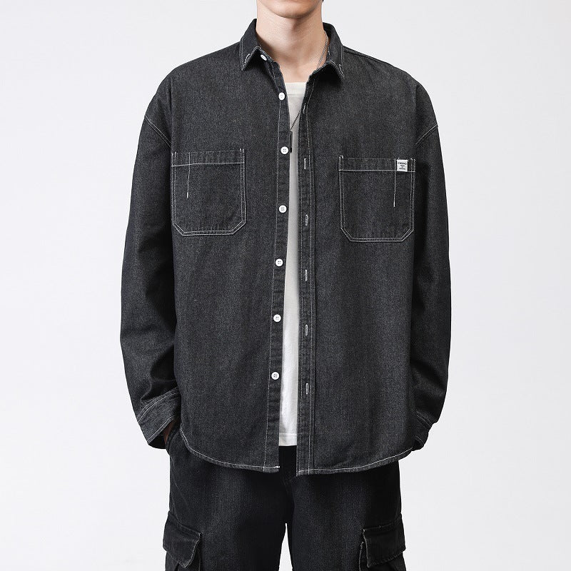 Lktm Men's Wear # Shirt Men's Autumn and Winter New Style Washed Loose Denim Korean Style Trendy Long-Sleeved Shirt Work Jacket