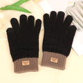 Two-Color Winter Touchscreen Warm Gloves for Women, Cold-Proof Jacquard Cycling Fleece-Lined Gloves, Student Knitted Gloves Wholesale