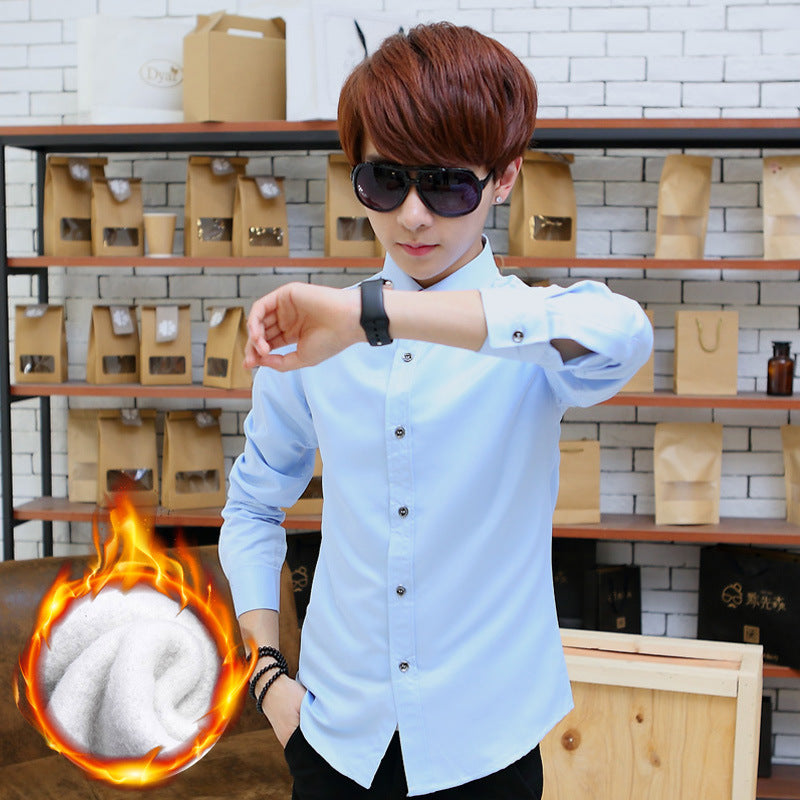 Autumn and Winter Plaid Shirt for Men, Fleece-Lined, Warm and Thickened, Korean-Style Slim-Fit Shirt, Trendy and Stylish Jacket