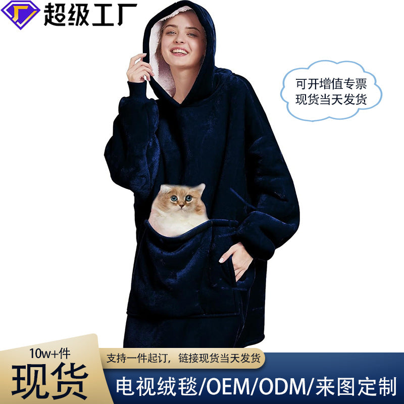 Amazon Hot Selling Autumn and Winter Flannel Double Layer Pajamas fleece-lined Warm Long Sleeve plus size Pet Bag Home Clothes