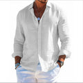 Men's Linen Button Down Shirt Casual Long Sleeve Lapel Solid Loose Shirt Tops New 2026 Spring Summer Men Beach Vacation Shirts