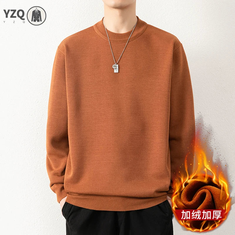 Knitwear Sweater New Autumn/Winter Mock Neck Sweatshirts Solid Color Pullovers Man Brand Casual Mens Clothing