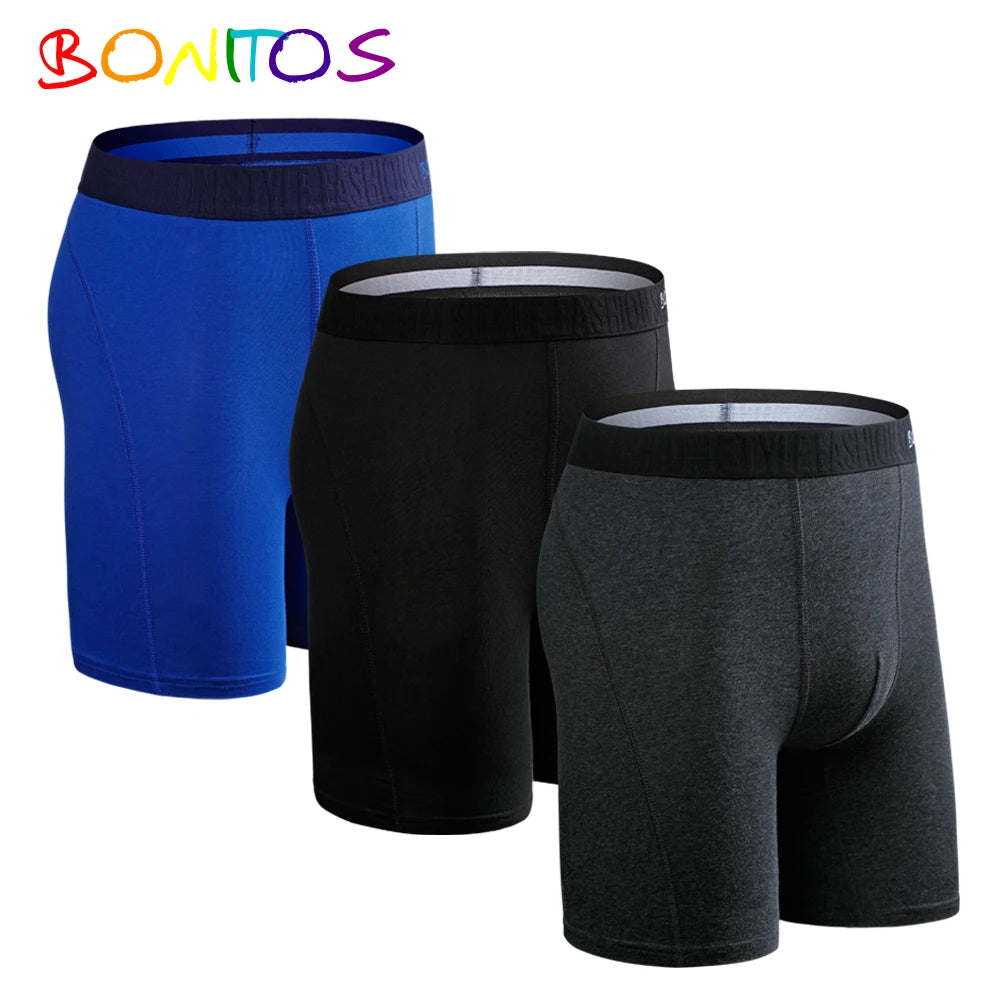 Men's Cotton Long Boxer Shorts – 3 Pack