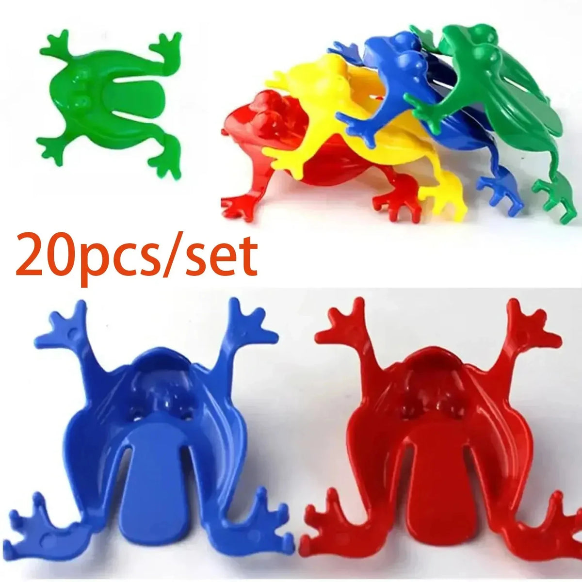 20pcs Solid Color Jumping Frog Plastic Bouncing Frog Jumping Frog