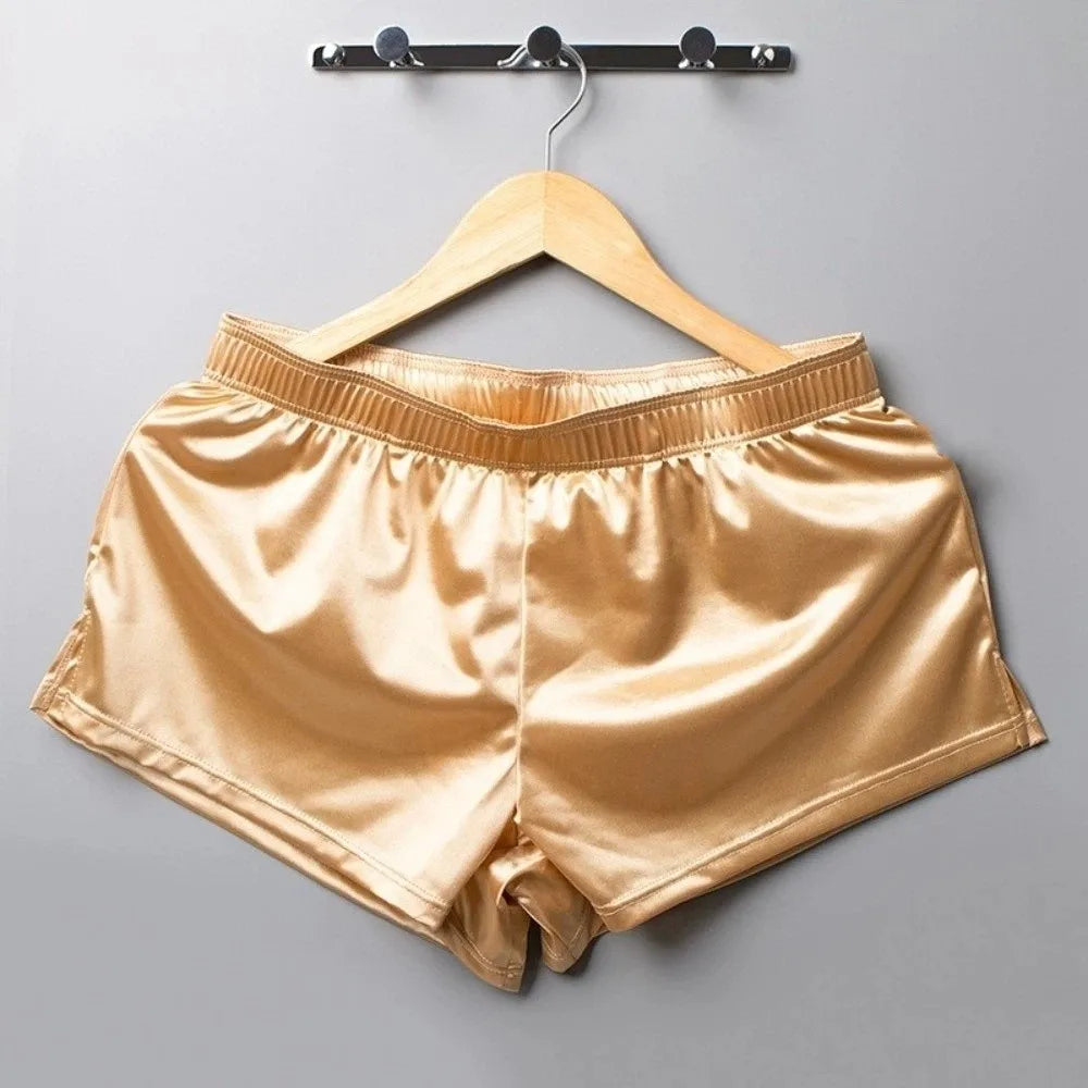 Sleepwear Pants Ice Silk Satin Boxer Shorts Casual Style Loose Male Panties Underpants Boxer Shorts Boy