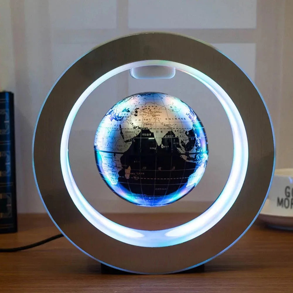 Floating Globe Levitating World Map Rotating Ornament LED Lamp For