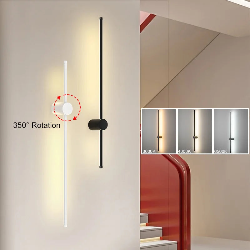 350° Rotatable LED Wall Lamps for TV Background Aluminum Hardwired LED Wall Lights Corridor Wall Sconce for Bedroom Living Room