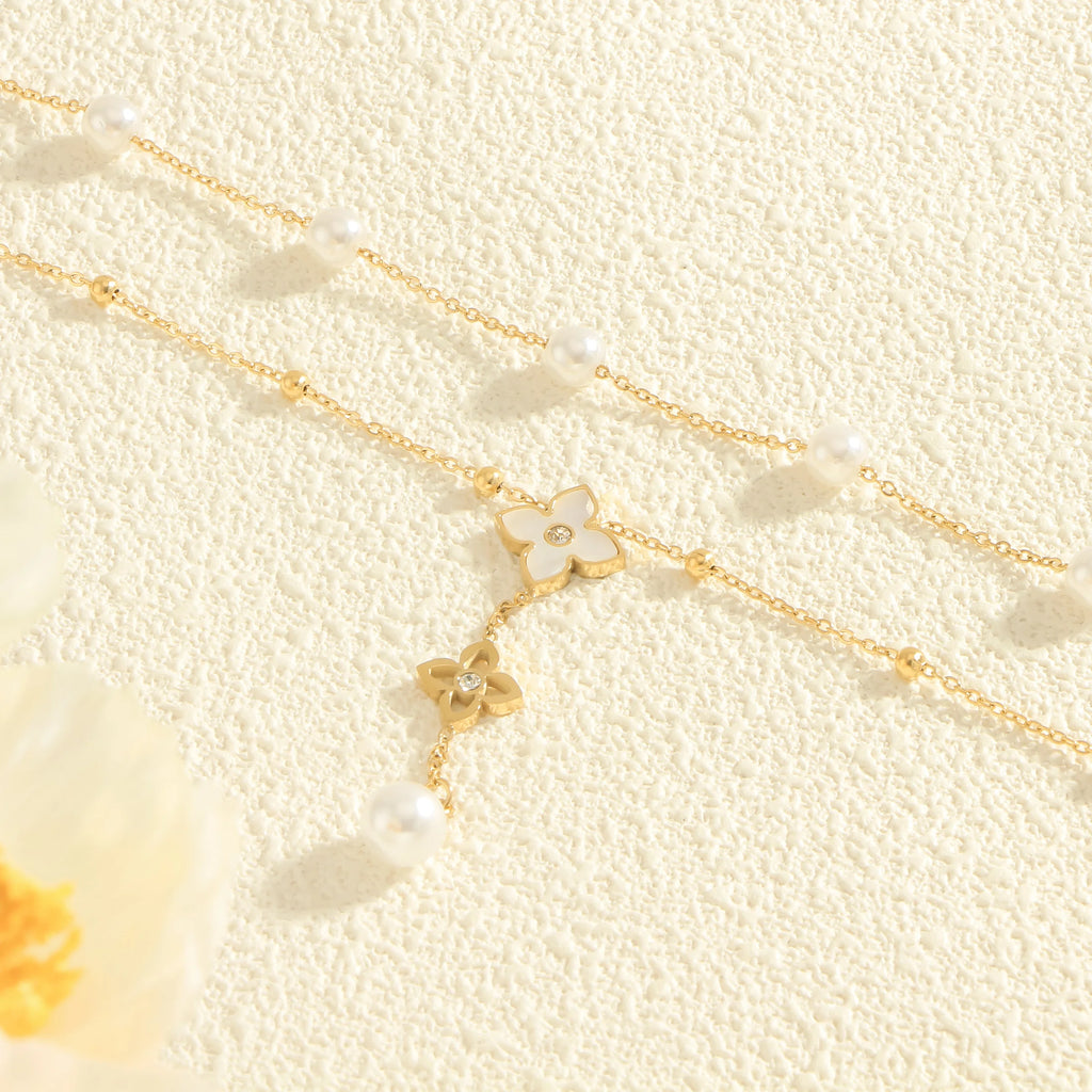 Pearl Clover Layered Necklace