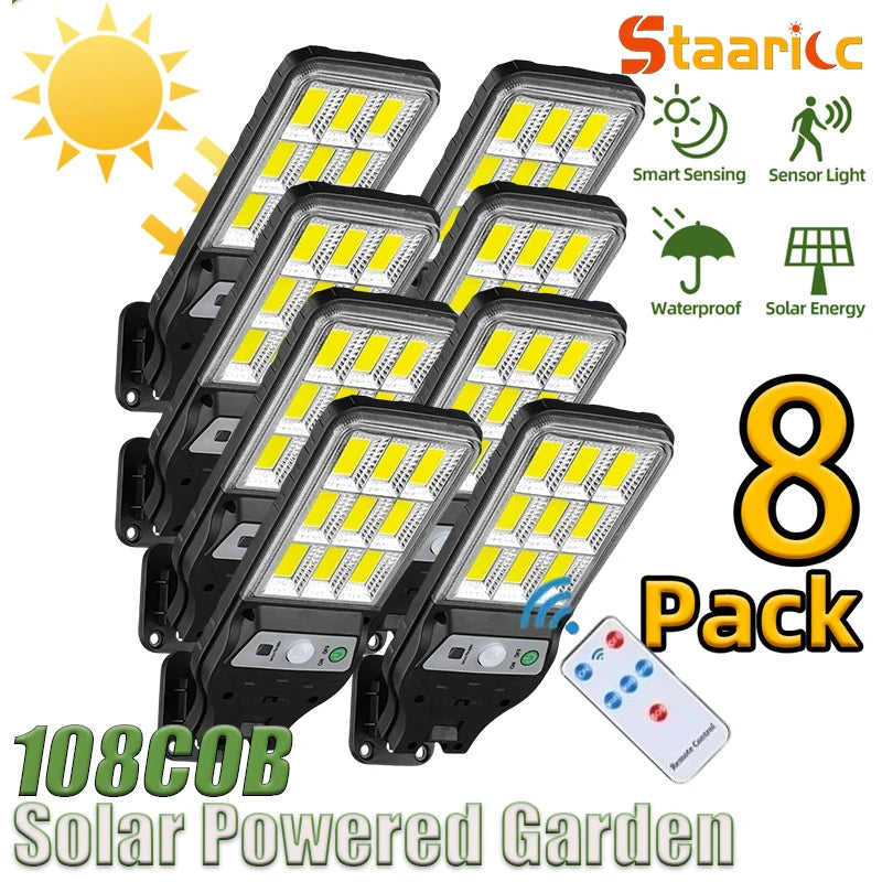 LED Solar Outdoor Wall Lights With Motion Sensor, 3 Lighting Modes IP65
