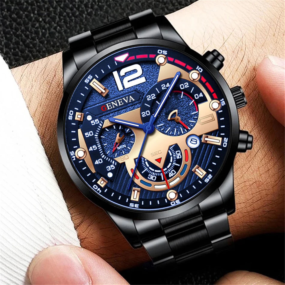Men's Stainless Steel Calendar Watch