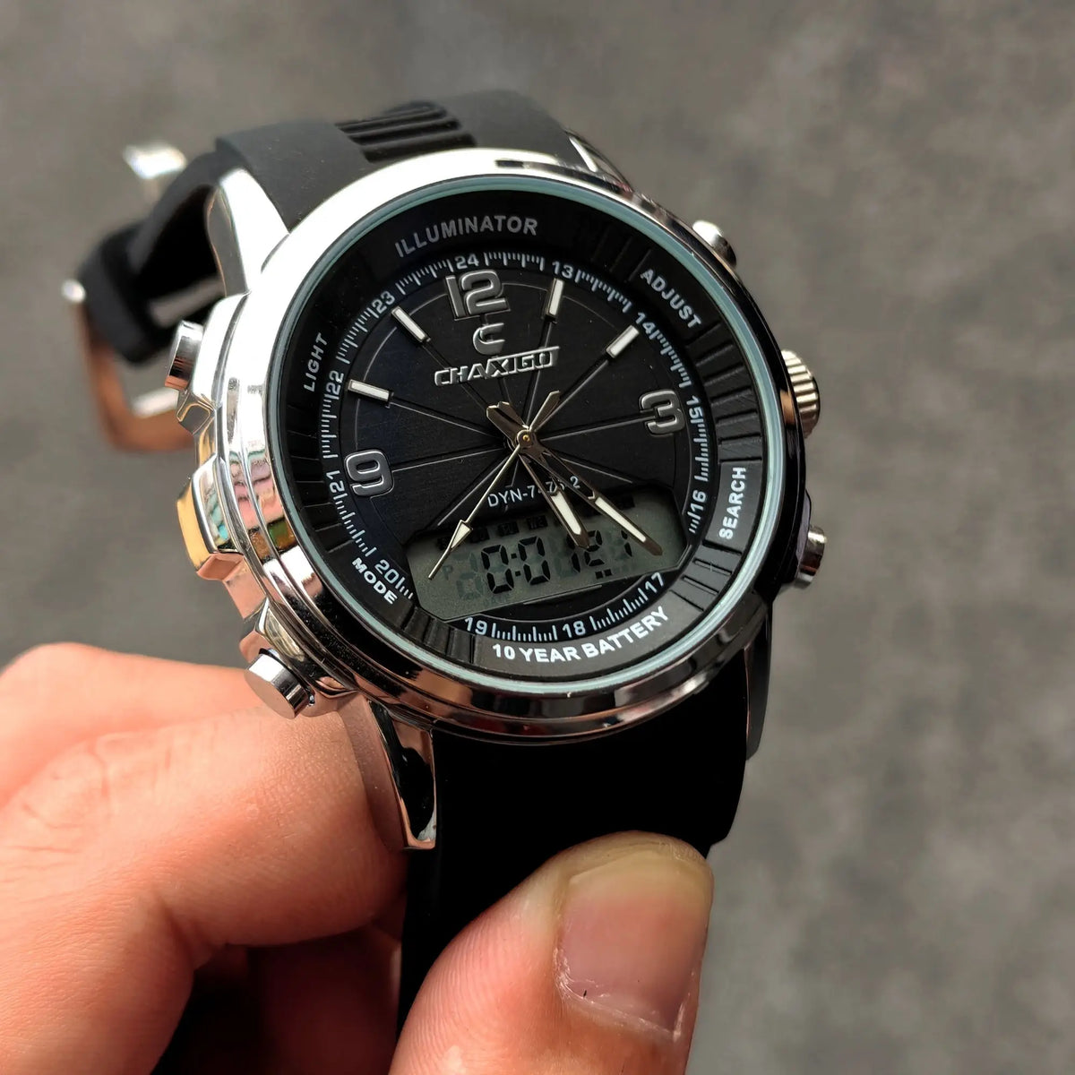 Men's Dual Display Electronic Watches  Automatic Luminous Watch Waterproof Dual Movement Date Multi-function Chronograph Alarm