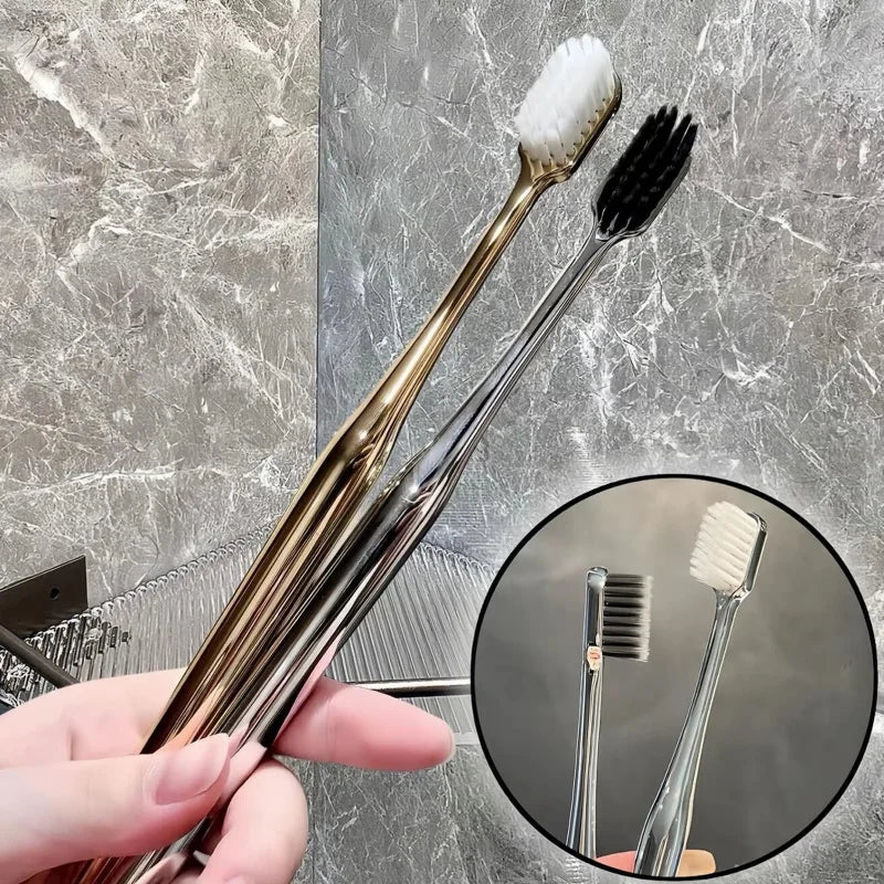 1-4pcs Toothbrush Gold Silver Tooth Brush Adult Dental Brushes Middle